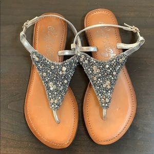 Naughty Monkey - Gray/Silver Bedazzled Sandal -7.5